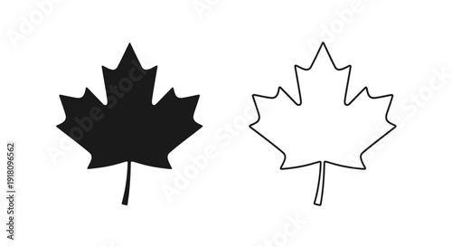Canadian maple leaf vector icon design outline style Vector
