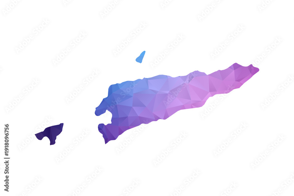 Fototapeta premium Timor Leste Map - Polygon Style Vector Illustration in Blue and Purple Gradient, Low Poly Geometric Design, Isolated on White Background, Ideal for Infographics and Learning Materials.