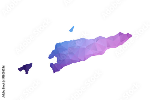 Timor Leste Map - Polygon Style Vector Illustration in Blue and Purple Gradient, Low Poly Geometric Design, Isolated on White Background, Ideal for Infographics and Learning Materials.