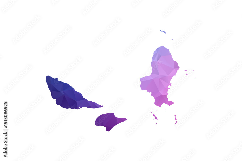 Fototapeta premium Wallis and Futuna Map - Polygon Style Vector Illustration in Blue and Purple Gradient, Low Poly Geometric Design, Isolated on White Background, Ideal for Infographics and Learning Materials.