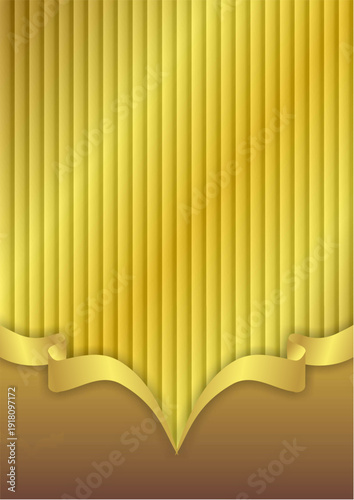 Elegant gold background with subtle pleats and a decorative ribbon for design projects