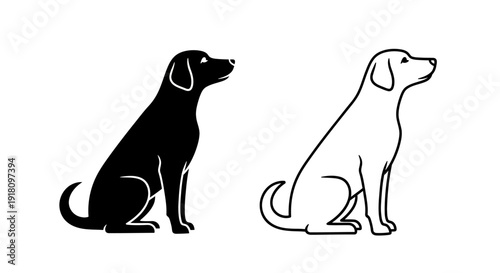 Two dogs sitting silhouette vector illustration art design Vector