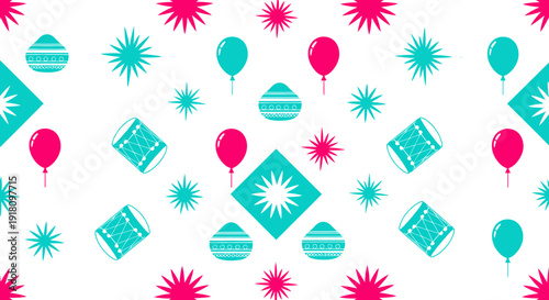 Vibrant party background with colorful balloons and confetti festive celebration decorations joyful atmosphere business event marketing materials white background abstract design