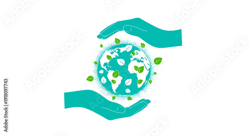 Hands holding a green globe with leaves symbolizing eco friendly care and environmental protection