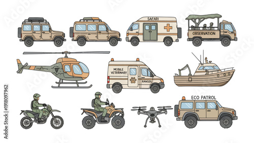 Vehicles of Protection: Collection of vehicles, from land to air and water, geared towards providing service, security, and aid.