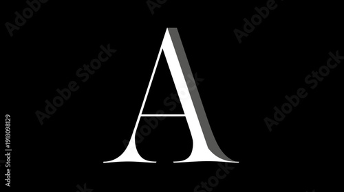 Elegant uppercase letter A with subtle shadow effect on a black background. Classic serif typography initial.