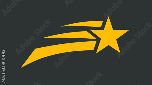 Golden shooting star icon with speed trails on dark background. A vector graphic symbolizing excellence, success, magic, and achievement.