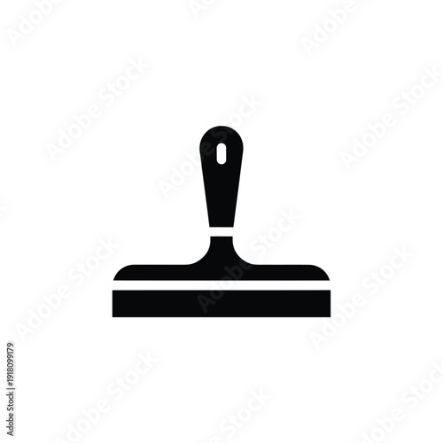 Simple black icon depicting a rubber stamp with a rectangular base