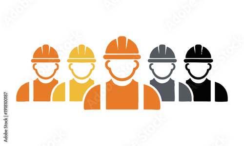 Construction worker avatar icon set engineer builder vector illustration, easily editable.