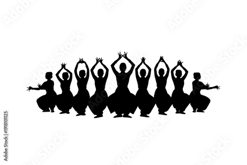 Traditional Dance Silhouette Artwork – Solid Black Vector