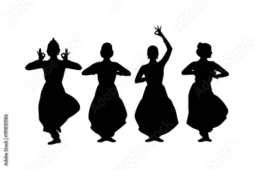 Traditional Dance Silhouette Artwork – Solid Black Vector