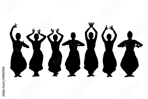Traditional Dance Silhouette Artwork – Solid Black Vector
