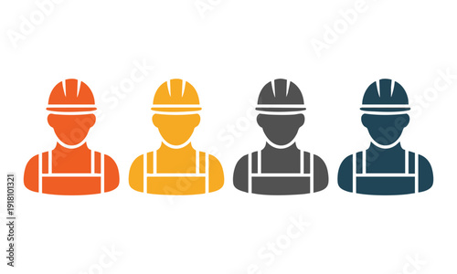 Engineer builder construction worker avatar icon collection vector illustration, easily editable.