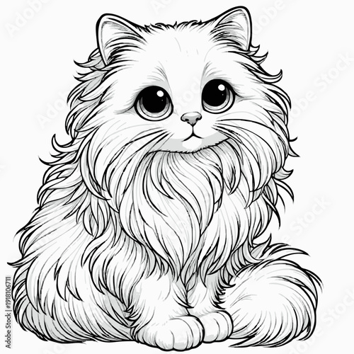 A cute cartoon cat illustration on transparent background