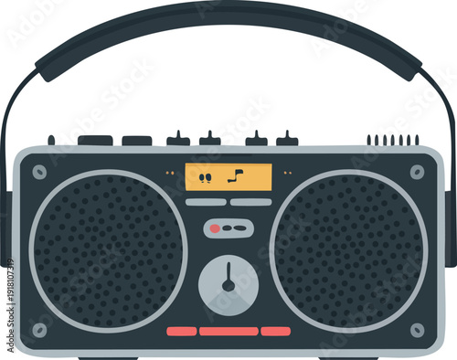 Modern portable radio boombox vector.