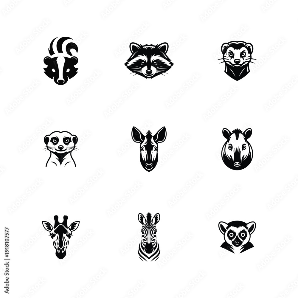 Fototapeta premium Jungle Animals Head bundle