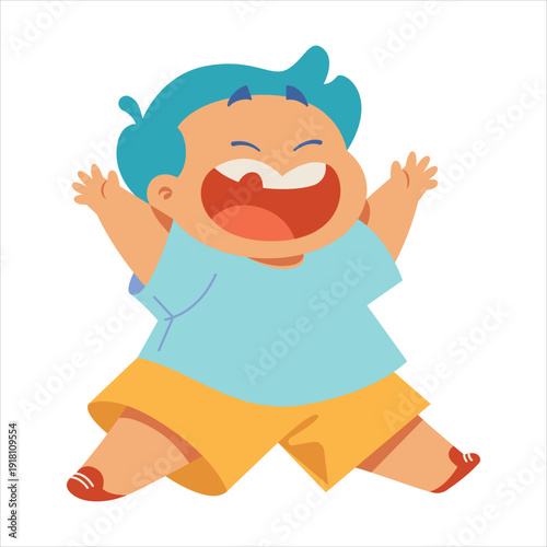 A cartoon child laughing out loud Vector