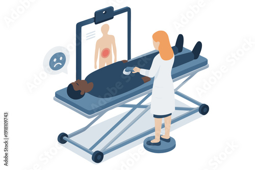 A female doctor examining a patient remotely using a smartphone