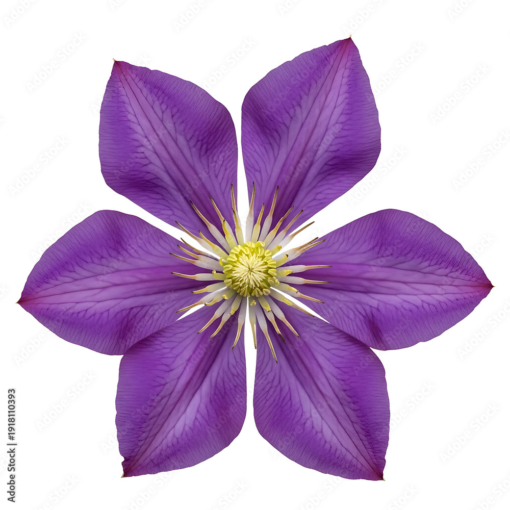 Fototapeta premium Purple clematis flower isolated on transparent background for design