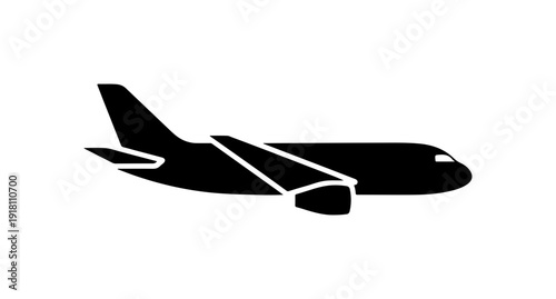 Minimalist Black Commercial Airplane Vector Icon
