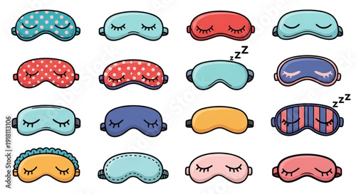 Mask for sleep vector cartoon set icon. Vector illustration blindfold on white background. Cartoon set icon mask for sleep.
