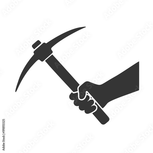 つるはしを持つ手のシルエットアイコン