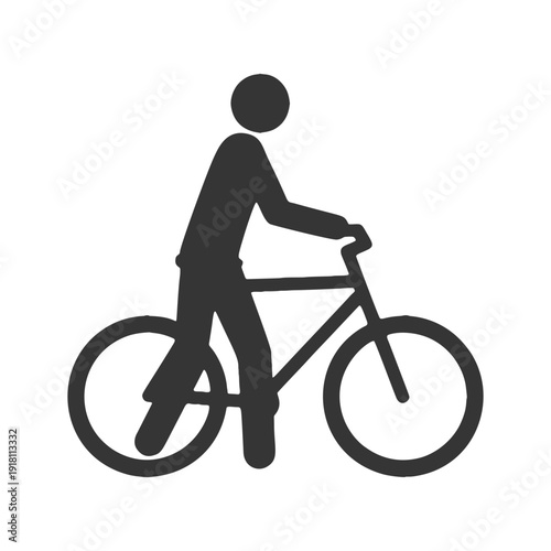 自転車を押す人物のシルエットアイコン