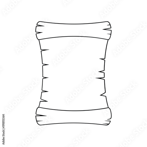 Simple line drawing of a scroll or parchment blank and unrolled