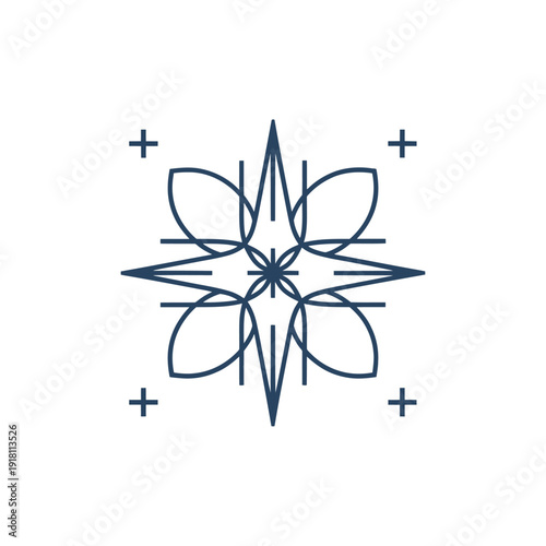 Abstract floral design with symmetrical lines and subtle plus signs