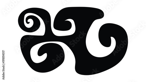 Bold Swirl Graphic Element Abstract Decorative Motif for Logo Pattern and Textile Design
