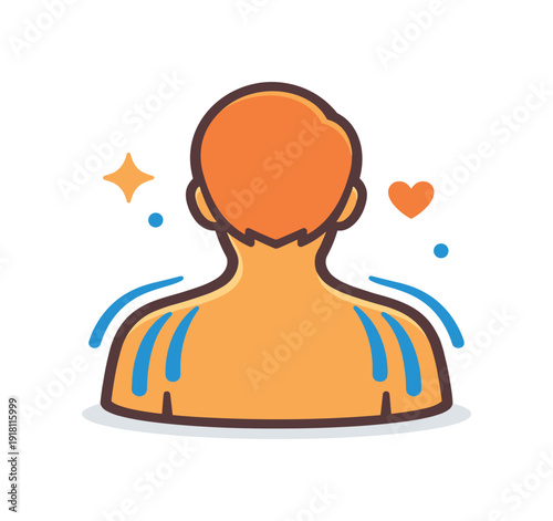 Everyday gentle care for relaxed shoulders and upper body comfort during daily home routines, a shoulder silhouette paired with soft downward lines