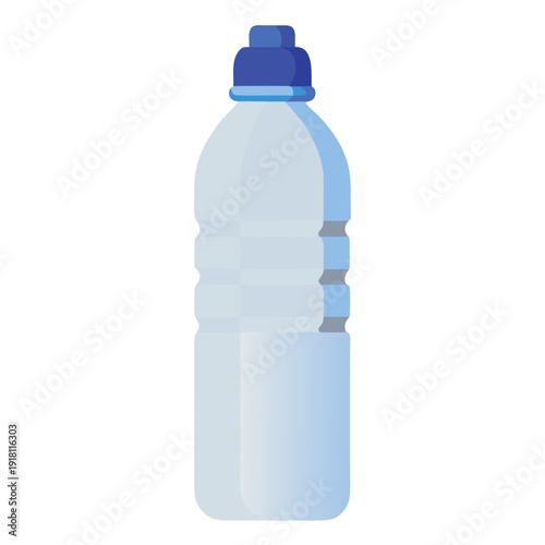 Clear plastic water bottle with blue cap for hydration