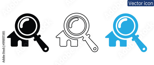 Professional magnifying glass icons for business and real estate use