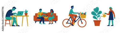 Flat Vector Lifestyle and Productivity Character Element Kit for Work Life Balance Theme