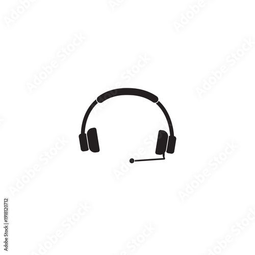 Headset with microphone icon vector, customer service support and call center symbol isolated on white background.