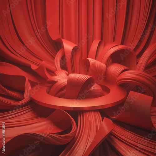 Wallpaper Mural Abstract Red Flowing Ribbon Waves with Dynamic Curves and Modern Artistic Background Design Concept Torontodigital.ca
