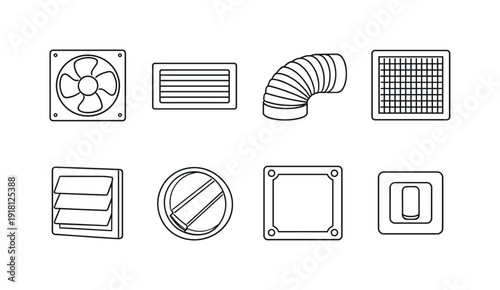 Home bathroom ventilation accessories: exhaust fan, vent cover, duct pipe, ceiling grille, wall vent, backdraft damper, mounting frame, control switch