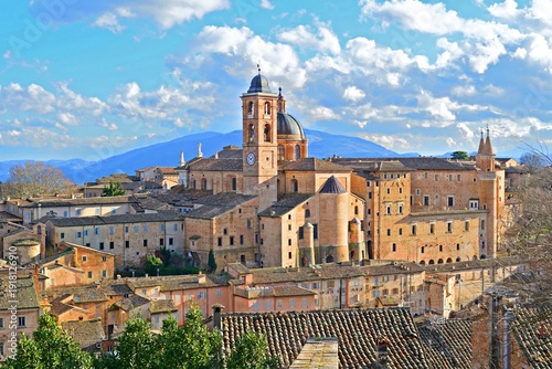 Landscape of the historic center of Urbino, declared a UNESCO World Heritage Site in the Marche region of Italy