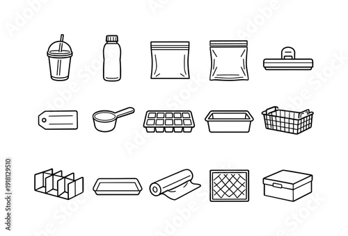 Home freezer breakfast smoothie storage: smoothie container, freezer bottle, freezer bag, vacuum bag, clip seal, label tag, measuring scoop, ice cube
