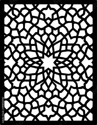 Islamic Geometric Arch Window Pattern Silhouette