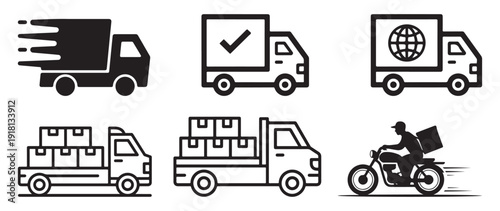 Successfully delivered truck with checkmark icon for shipping service. vector illustration eps 10