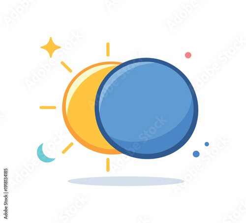 Intentional pause and reframing temporary obstacles in long term progress visualized through cosmic overlap, a gentle eclipse where a planet partially