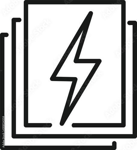 A black and white icon of a lightning bolt