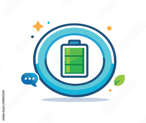 Emotional energy containment and preventing gradual drain during prolonged collaboration or meetings, a calm central battery icon surrounded by a soft