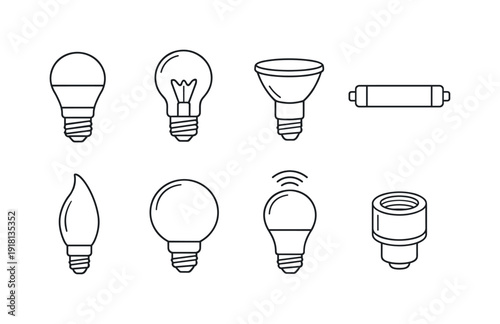 Home light bulbs: LED bulb, filament bulb, spotlight bulb, tube bulb, candle bulb, globe bulb, smart bulb, bulb socket