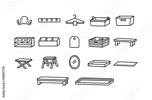 Home reusable bag storage items: wall hook, coat rack, hanger clip, fabric basket, storage bin, shelf organizer, drawer divider, label tag, storage