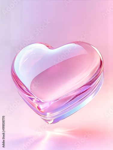 Heart made of glass is on a pink background