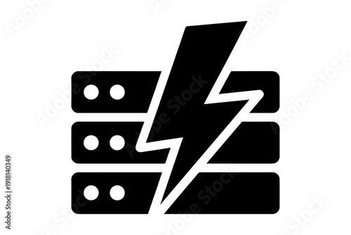 abstract illustration of a server tower indicating speed and power