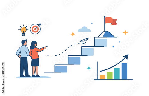 Business planning and strategic growth in a modern professional context highlighting clarity and direction for decision making, an upward path formed