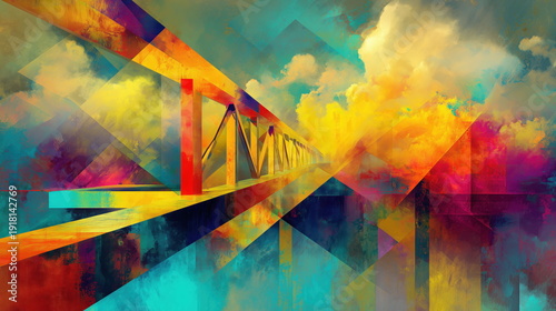 Wallpaper Mural Digital Art Colorful Steel Beam Warehouse Structures in Diverse Art Styles and Vibrant Hues Torontodigital.ca